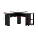 Artiss Computer Desk Shelf L - Shape Black 136CM - RnR Galore