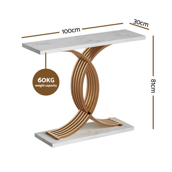 Artiss Console Table Marble Effect White&Gold - RnR Galore