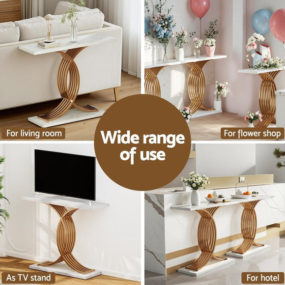 Artiss Console Table Marble Effect White&Gold - RnR Galore