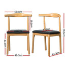 Artiss Dining Chair Rubber Wood Leather Seat Black - RnR Galore