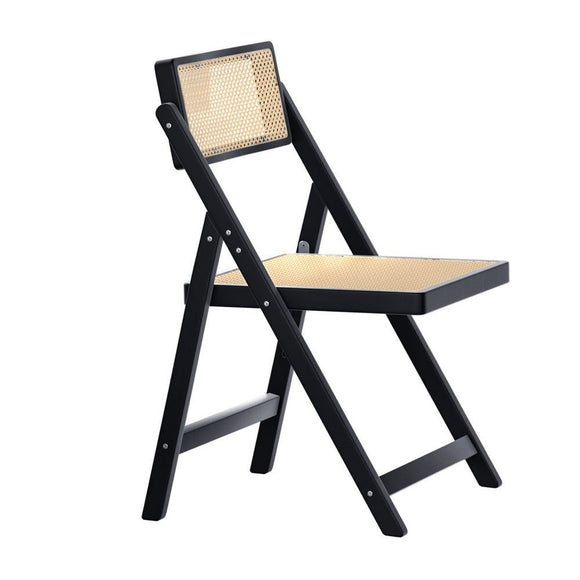 Artiss Dining Chair Wooden Rattan Foldable Black - RnR Galore