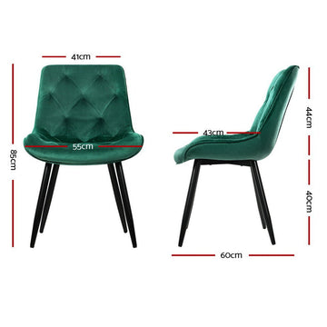 Artiss Dining Chairs Set of 2 Velvet Diamond Tufted Green - RnR Galore