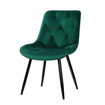 Artiss Dining Chairs Set of 2 Velvet Diamond Tufted Green - RnR Galore