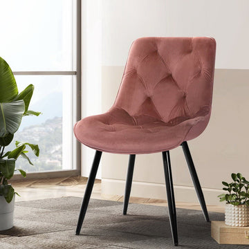 Artiss Dining Chairs Set of 2 Velvet Diamond Tufted Pink - RnR Galore