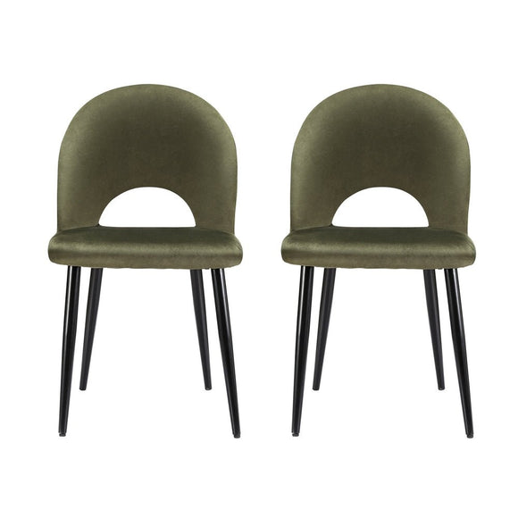 Artiss Dining Chairs Set of 2 Velvet Hollow Green - RnR Galore
