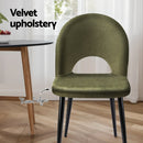 Artiss Dining Chairs Set of 2 Velvet Hollow Green - RnR Galore