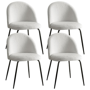 Artiss Dining Chairs Set of 4 Sherpa Boucle White - RnR Galore