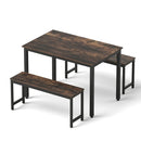 Artiss Dining Table and Chairs Set 3PCS Kitchen Metal Desk Bench Dark Walnut - RnR Galore
