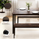 Artiss Dining Table and Chairs Set 3PCS Kitchen Metal Desk Bench Dark Walnut - RnR Galore