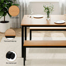 Artiss Dining Table and Chairs Set 3PCS Kitchen Metal Desk Bench Natural Oak - RnR Galore