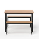 Artiss Dining Table and Chairs Set 3PCS Kitchen Metal Desk Bench Natural Oak - RnR Galore
