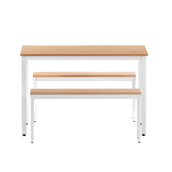 Artiss Dining Table and Chairs Set 3PCS Metal Desk Bench Sets Kitchen Furniture - RnR Galore