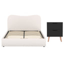 Artiss Double Bed Frame and Bedside Table Set Boucle Beige with Headboard Black Nightstand - RnR Galore