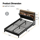 Artiss Double Bed Frame LED Storage Headboard with Charging Station Black - RnR Galore