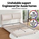 Artiss Double Bed Frame RGB LED Floating Beds Adjustable Headboard Beige White - RnR Galore