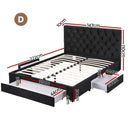 Artiss Double Bed Frame Storage Charging Station Upholstered 3 Drawers USB Type - C - RnR Galore