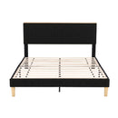 Artiss Double Bed Frame Upholstered Adjustable Headboard Mood Lighting Heavy Duty Black Velvet - RnR Galore
