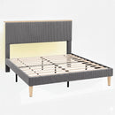 Artiss Double Bed Frame Upholstered Adjustable Headboard Mood Lighting Heavy Duty Grey Velvet - RnR Galore