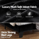 Artiss Double Bed Frame Upholstered Platform Base with Geometric Headboard Black Velvet - RnR Galore