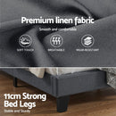 Artiss Double Bed Frame Upholstered Platform Base with Geometric Headboard Charcoal Grey Linen Wood Slats for Modern Bedroom Furniture Home Decor - RnR Galore