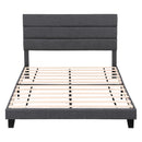 Artiss Double Bed Frame Upholstered Platform Base with Geometric Headboard Charcoal Grey Linen Wood Slats for Modern Bedroom Furniture Home Decor - RnR Galore