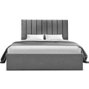 Artiss Double Bed Frame with Storage Grey Velvet Headboard Gas Lift Platform Base - RnR Galore