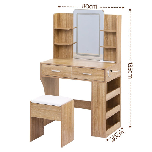 Artiss Dressing Table LED Vanity Desk Set Stool Wood - RnR Galore