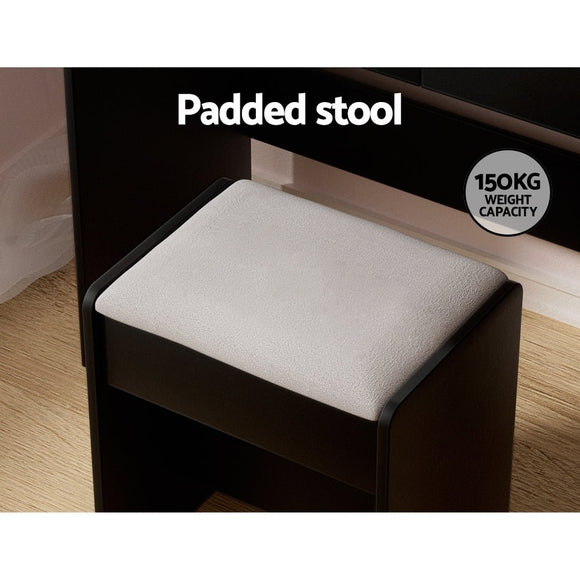 Artiss Dressing Table Set Stool 10 Led Bulbs Black Dulcea - RnR Galore