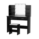 Artiss Dressing Table Set Stool 10 Led Bulbs Black Dulcea - RnR Galore