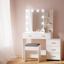 Artiss Dressing Table Set Stool 10 LED Bulbs White Dale - RnR Galore