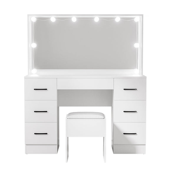 Artiss Dressing Table Set Stool 10 Led Bulbs White Debbie - RnR Galore