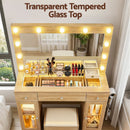 Artiss Dressing Table Vanity Desk Set LED Bulbs RGB Light Wood - RnR Galore