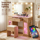 Artiss Dressing Table Vanity Desk Set LED Bulbs RGB Light Wood - RnR Galore