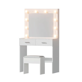 Artiss Dressing Table Vanity Desk Set Stool 10 Led Bulbs White - RnR Galore