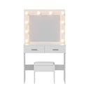 Artiss Dressing Table Vanity Desk Set Stool 10 Led Bulbs White - RnR Galore