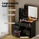 Artiss Dressing Table Vanity Desk Set Stool Led Black - RnR Galore