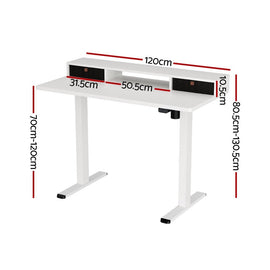 Artiss Electric Standing Desk with Storage Shelf Drawer Office Table 120CM - RnR Galore