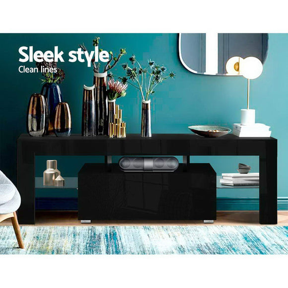 Artiss Entertainment Unit TV Cabinet LED 130cm Black Elo - RnR Galore