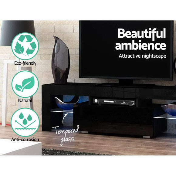 Artiss Entertainment Unit TV Cabinet LED 130cm Black Elo - RnR Galore