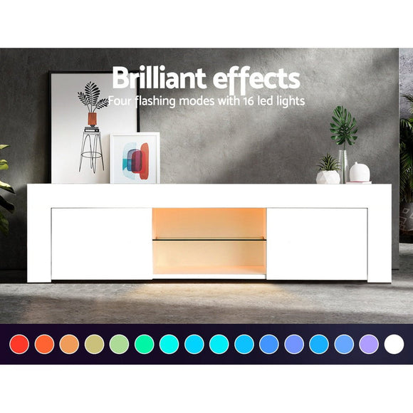 Artiss Entertainment Unit TV Cabinet LED 130cm White Angus - RnR Galore