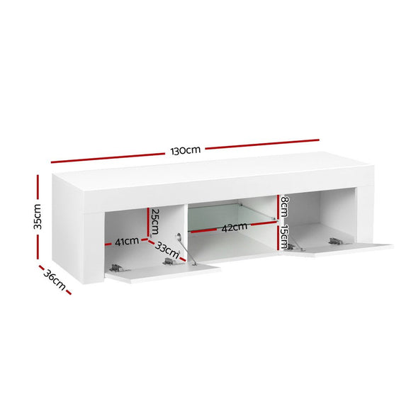 Artiss Entertainment Unit TV Cabinet LED 130cm White Angus - RnR Galore