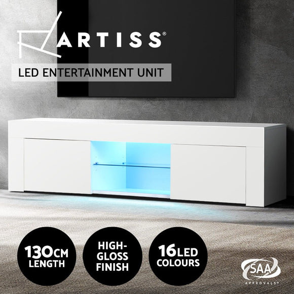 Artiss Entertainment Unit TV Cabinet LED 130cm White Angus - RnR Galore