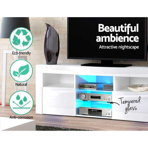 Artiss Entertainment Unit TV Cabinet LED 160cm White Bobi - RnR Galore