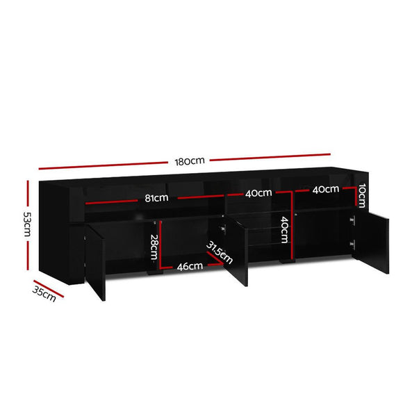 Artiss Entertainment Unit TV Cabinet LED 180cm Black Bobi - RnR Galore