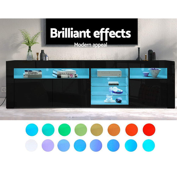 Artiss Entertainment Unit TV Cabinet LED 180cm Black Bobi - RnR Galore
