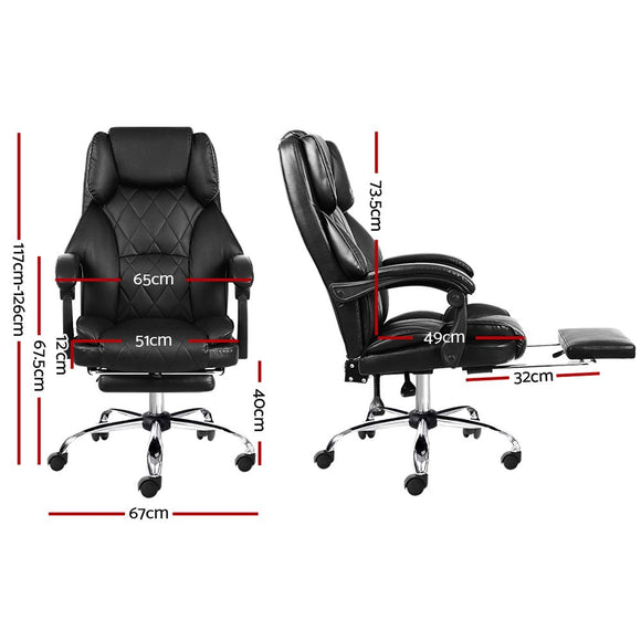 Artiss Executive Office Chair Leather Footrest Black - RnR Galore