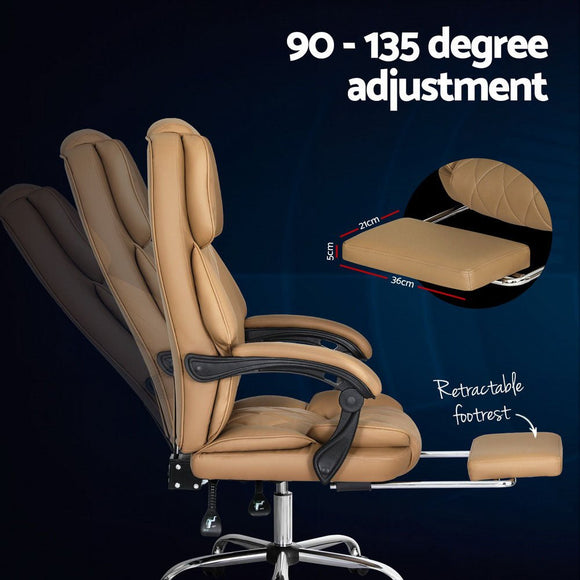 Artiss Executive Office Chair Leather Footrest Espresso - RnR Galore