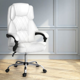 Artiss Executive Office Chair Leather Recliner White - RnR Galore