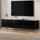 Artiss Floating Entertainment Unit TV Cabinet High Glossy Black 3 Cabinets 200CM - RnR Galore