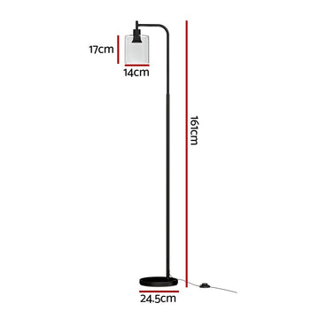Artiss Floor Lamp Light Stand Modern Home Living Room Office Reading Glass Shade Black - RnR Galore
